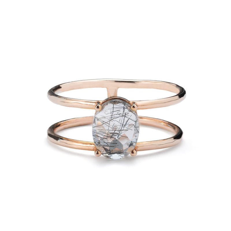 The Tourmaline in Quartz Cage Ring | 10K Rose Gold