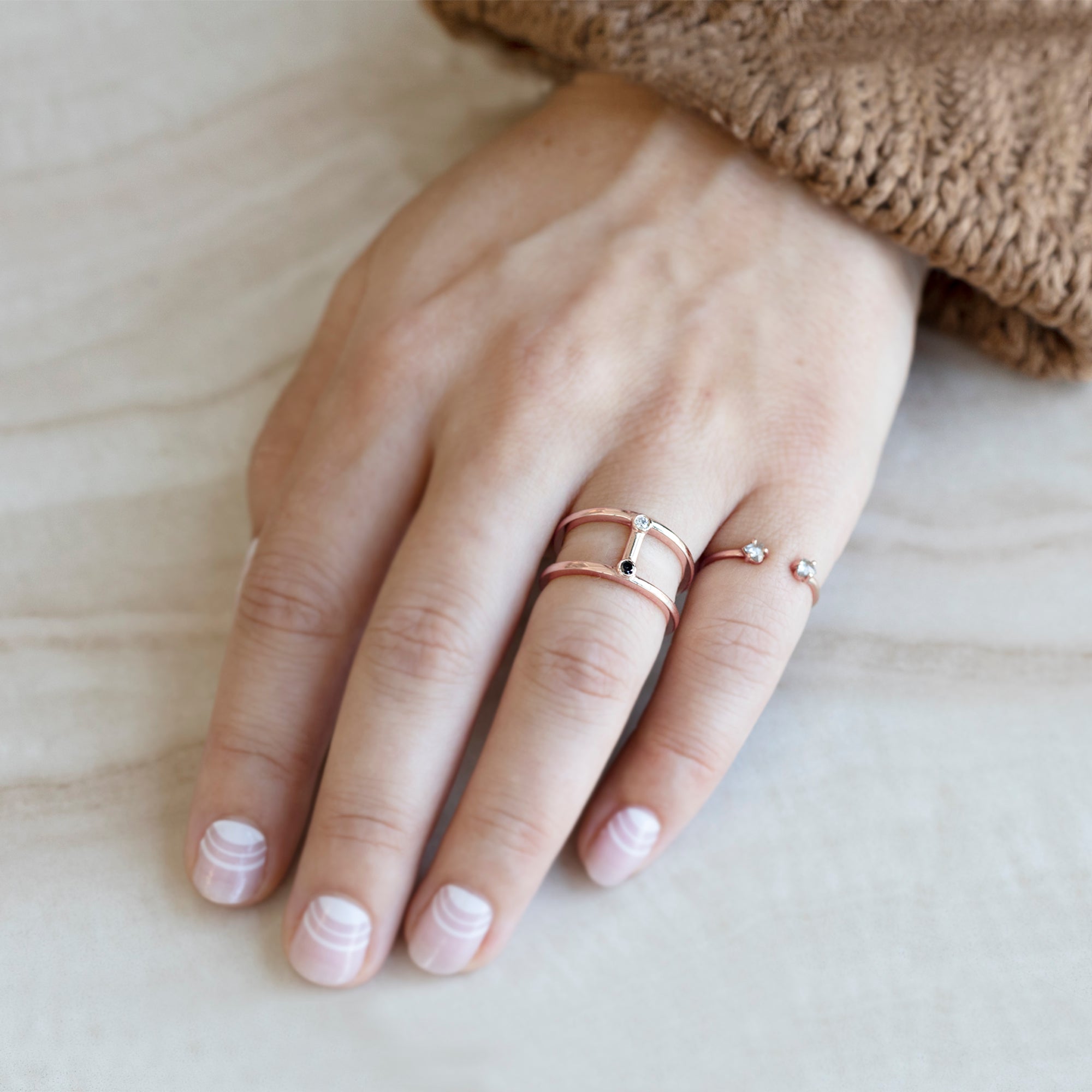 The Duality Diamond Cage Ring | 10K Rose Gold