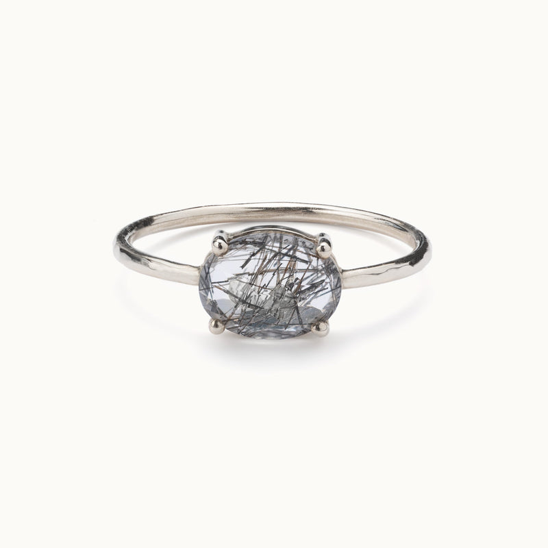 The Tourmaline in Quartz Ring | 10K White Gold