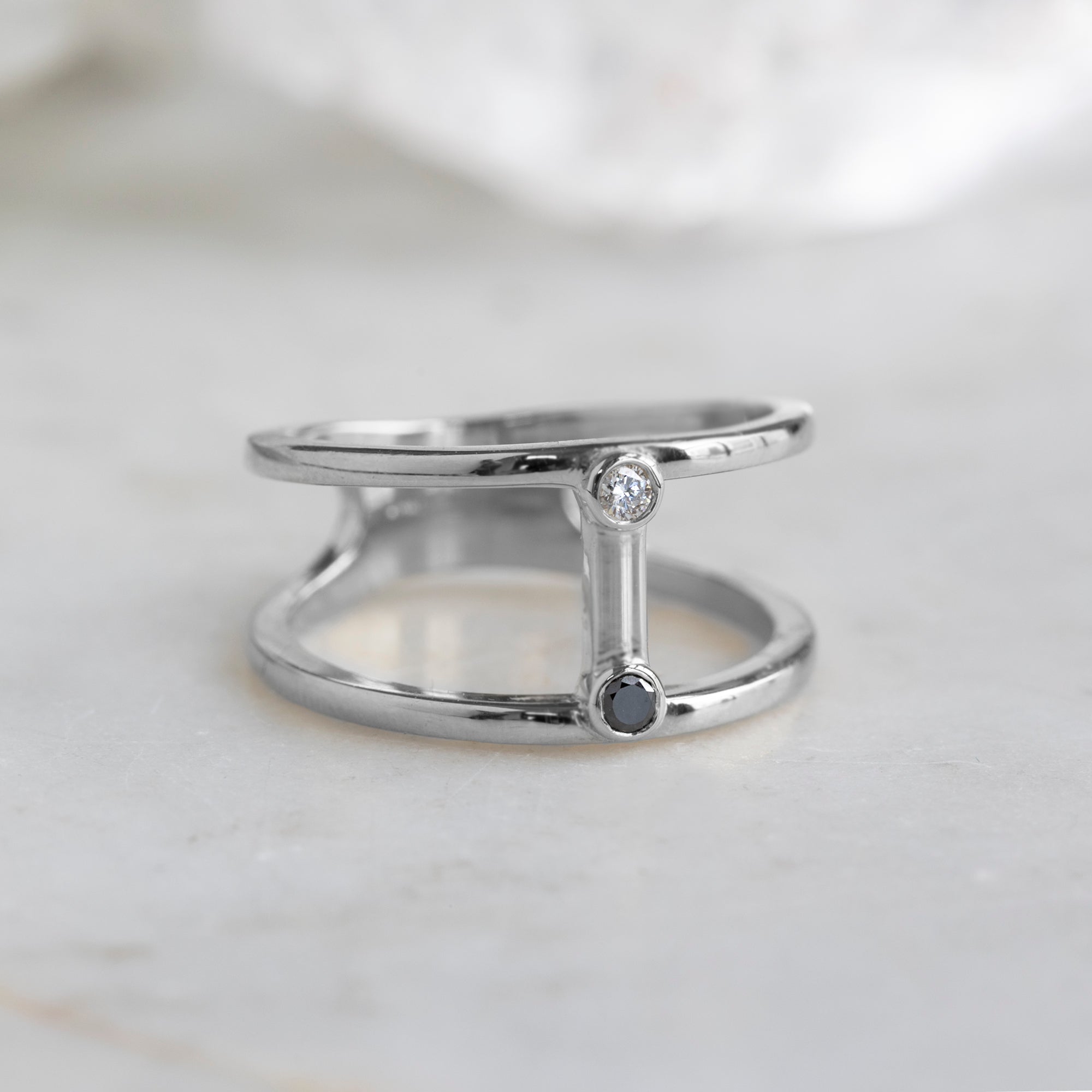 The Duality Diamond Cage Ring | 10K White Gold