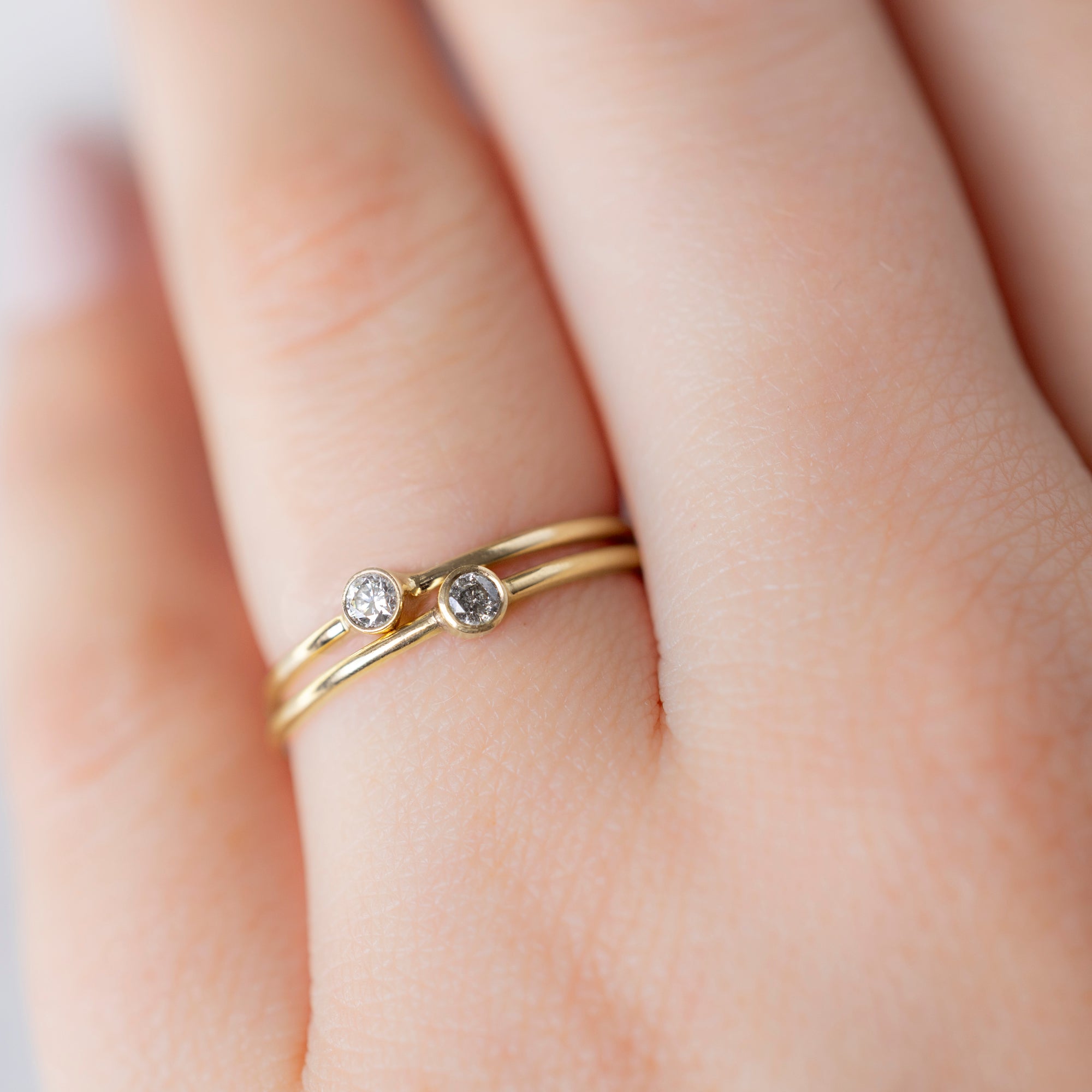 The Teensy Custom White Diamond Stacking Ring | 14K Yellow Gold