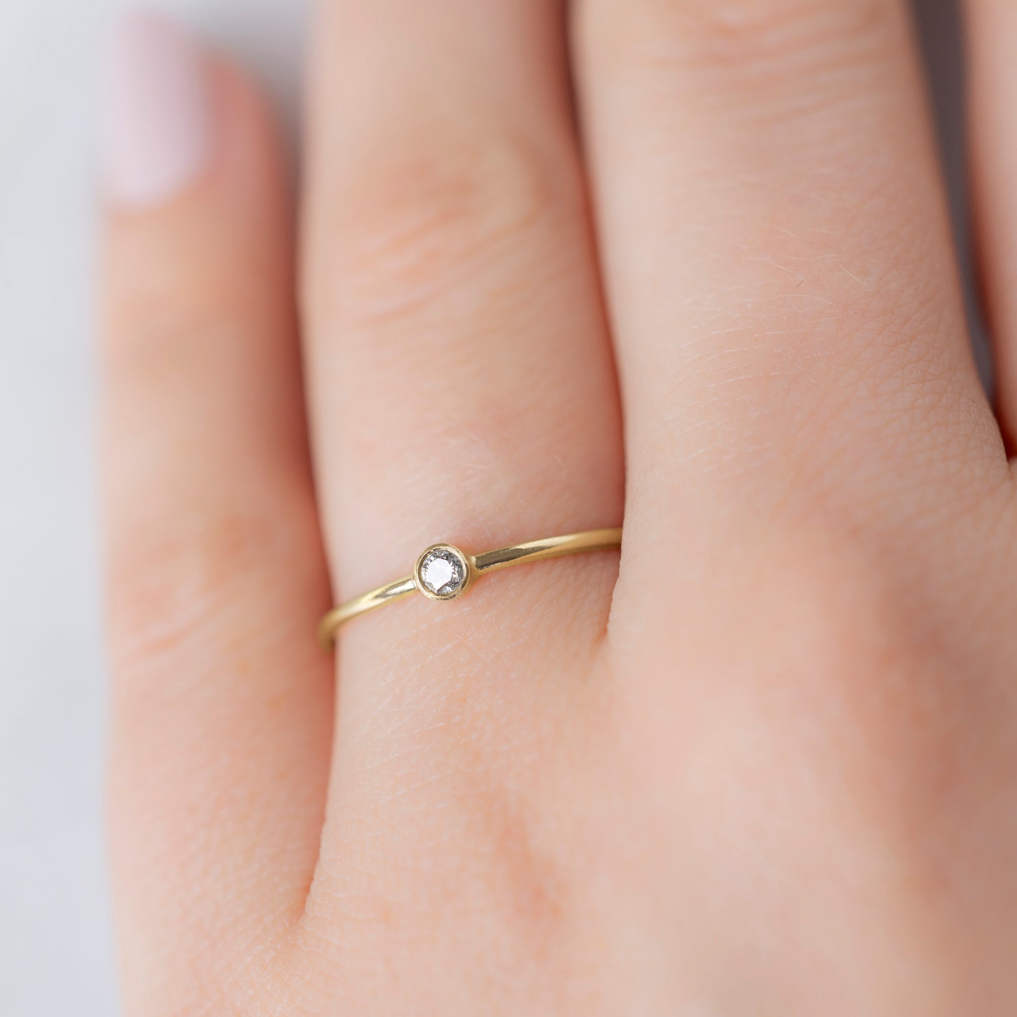 The Teensy Custom Salt and Pepper Diamond Stacking Ring | 14K Yellow Gold