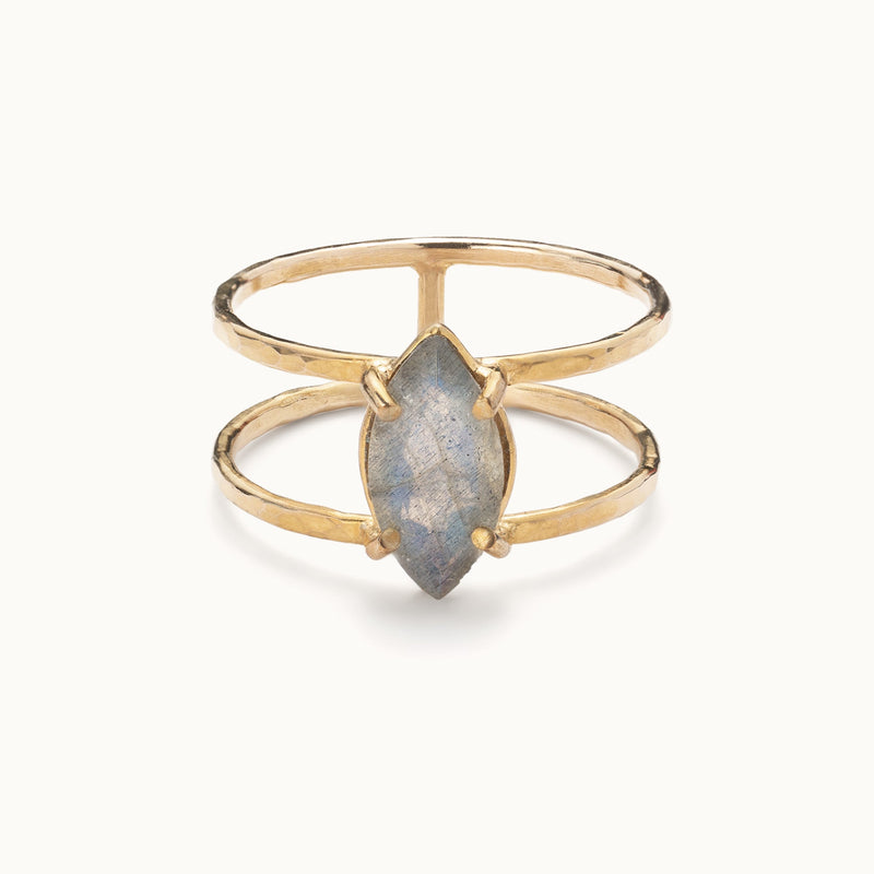 The Labradorite Cage Ring | 14K Yellow Gold