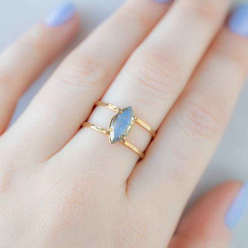 The Labradorite Cage Ring | 14K Yellow Gold