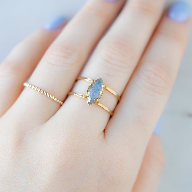 The Labradorite Cage Ring | 14K Yellow Gold