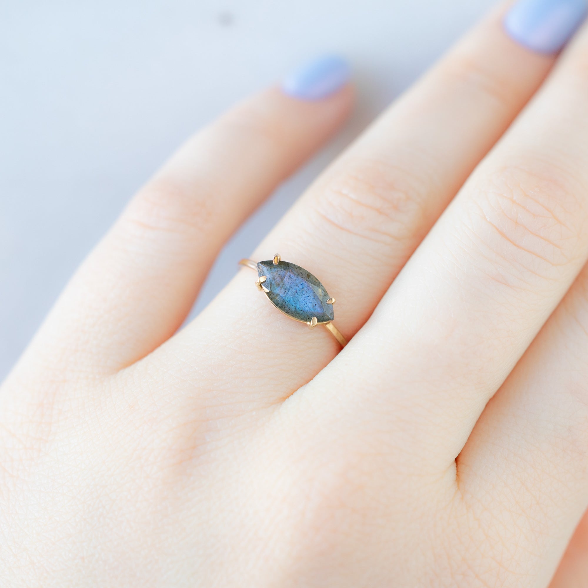 The Labradorite Marquise Ring | 14K Yellow Gold