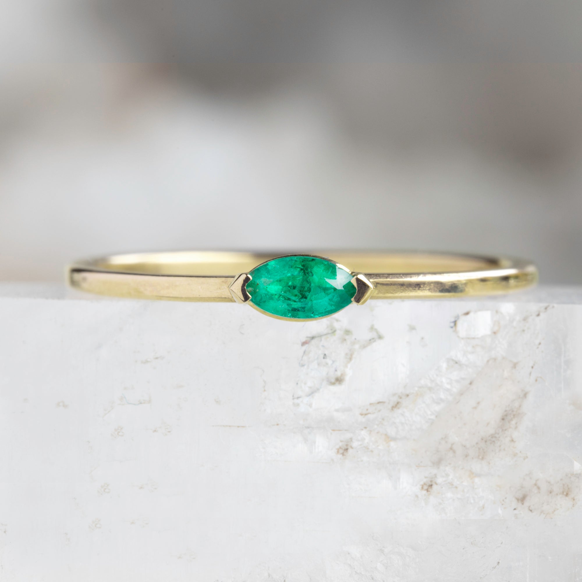 The Teensy Emerald Ring | 14K Yellow Gold