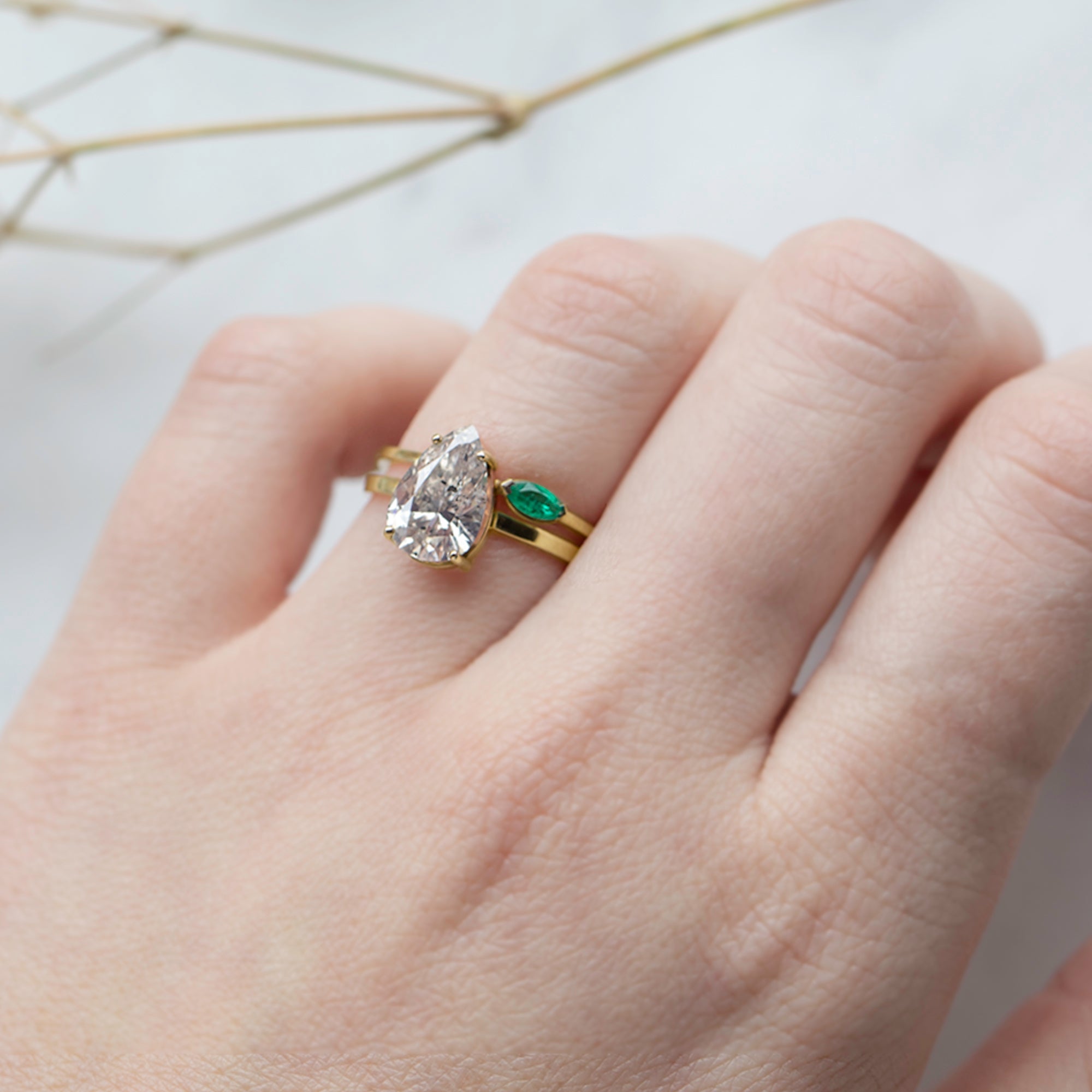 The Teensy Emerald Ring | 14K Yellow Gold