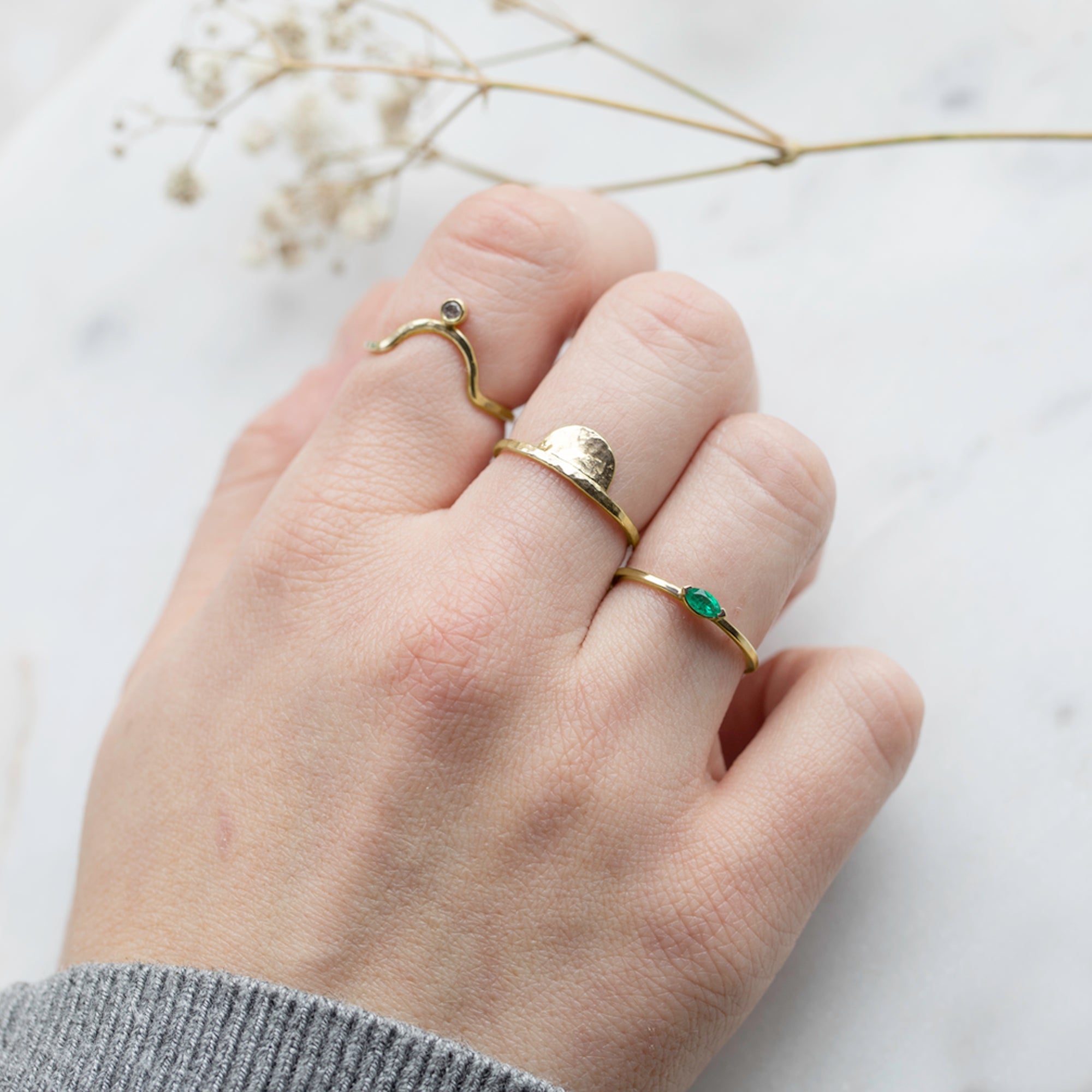 The Teensy Emerald Ring | 14K Yellow Gold