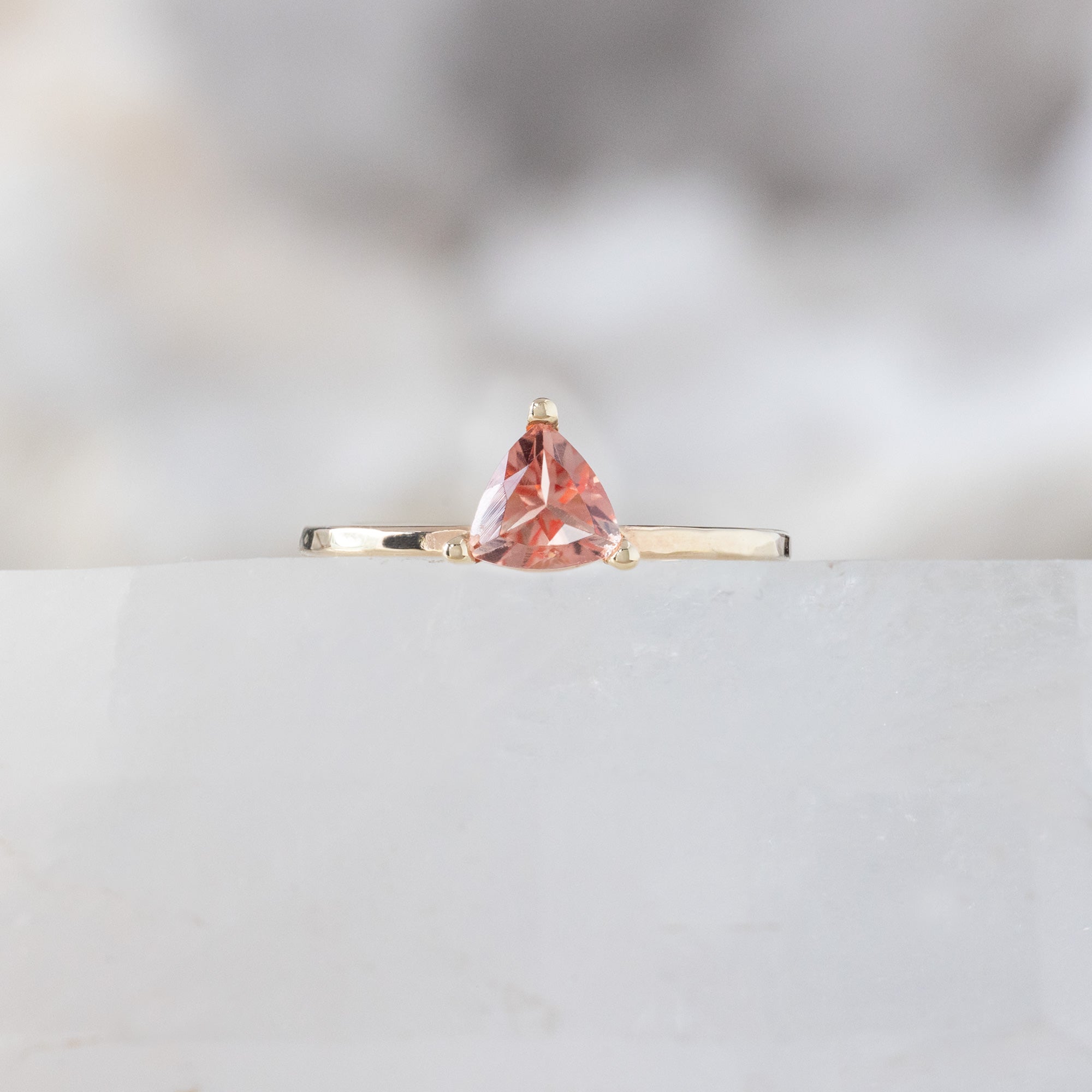 The Sunstone Trillion Stacking Ring | 14K Yellow Gold