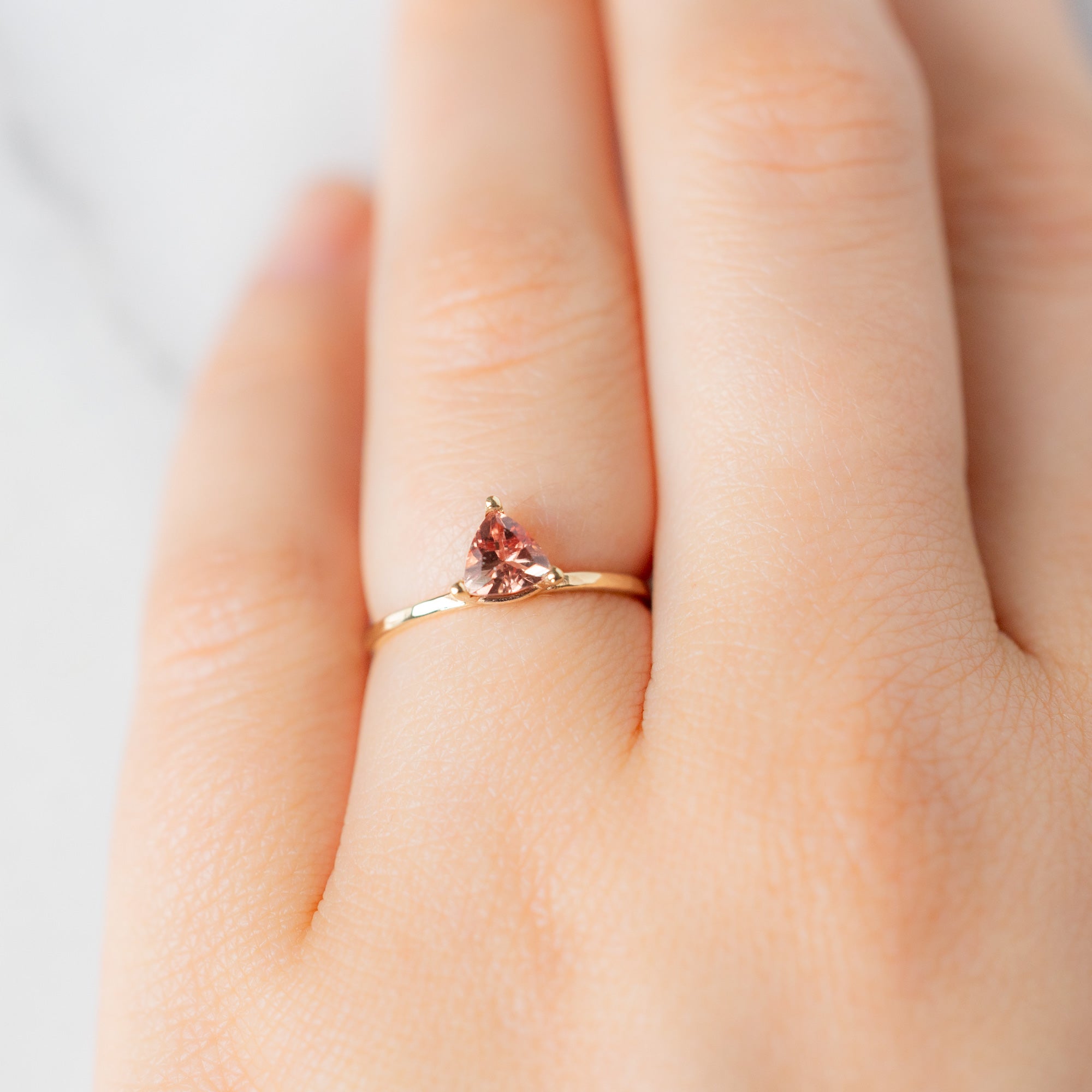 The Sunstone Trillion Stacking Ring | 14K Yellow Gold