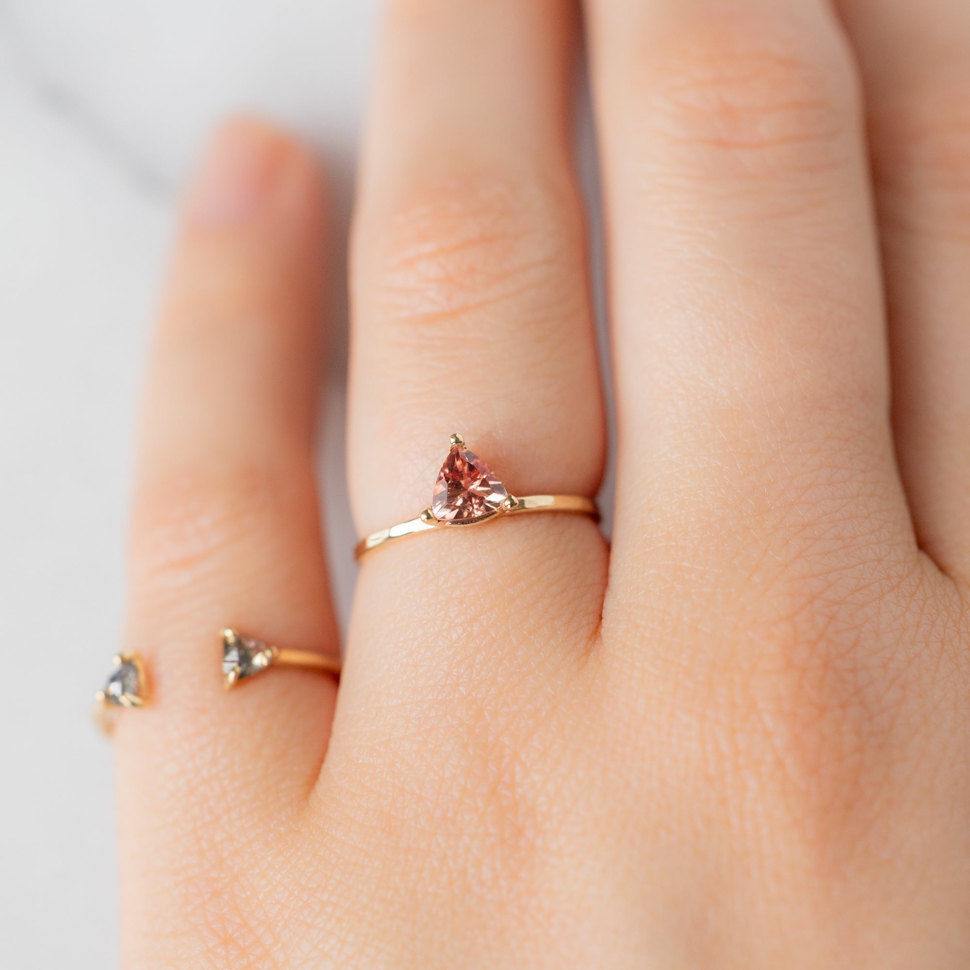 The Sunstone Trillion Stacking Ring | 14K Yellow Gold