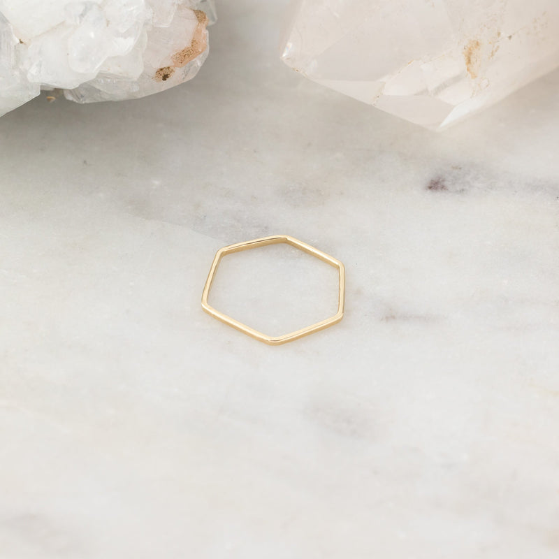 The Hex Stacking Ring | 14K Yellow Gold