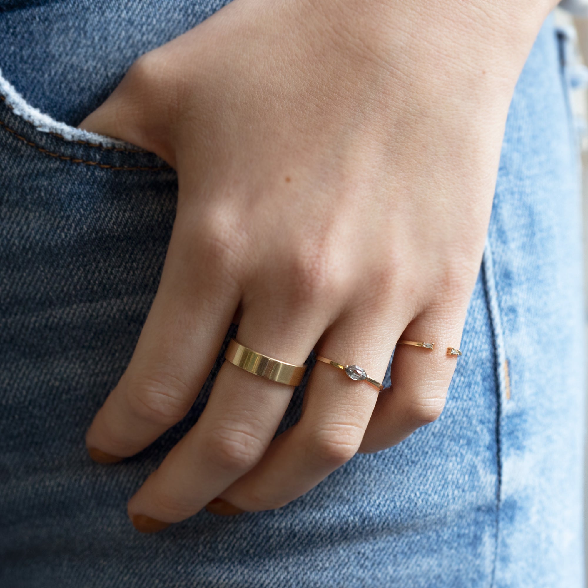 The Salt and Pepper Diamond Eye Ring | 14K Yellow Gold