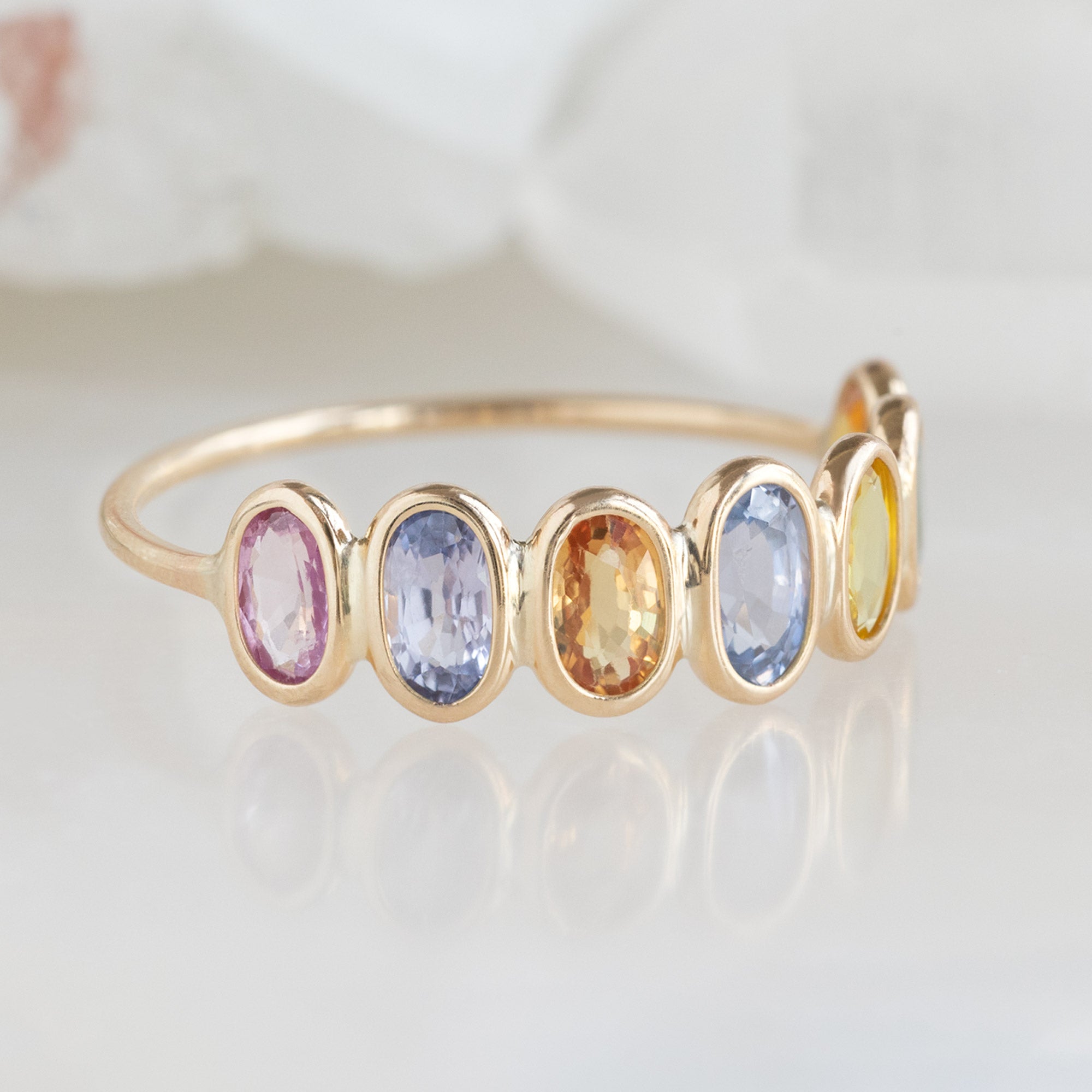 The Pastel Rainbow Gemstone Eternity Ring | 14K Yellow Gold