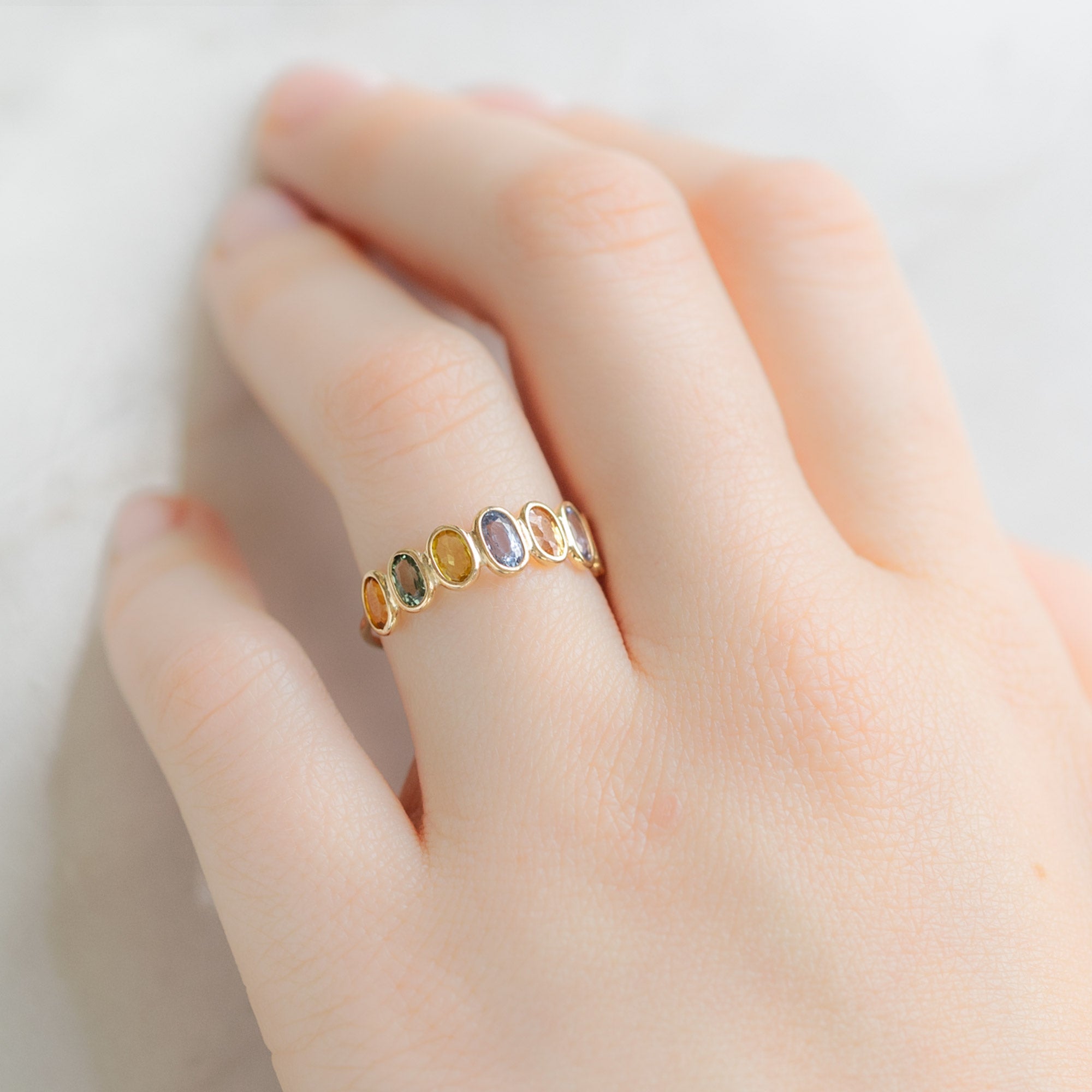 The Pastel Rainbow Gemstone Eternity Ring | 14K Yellow Gold