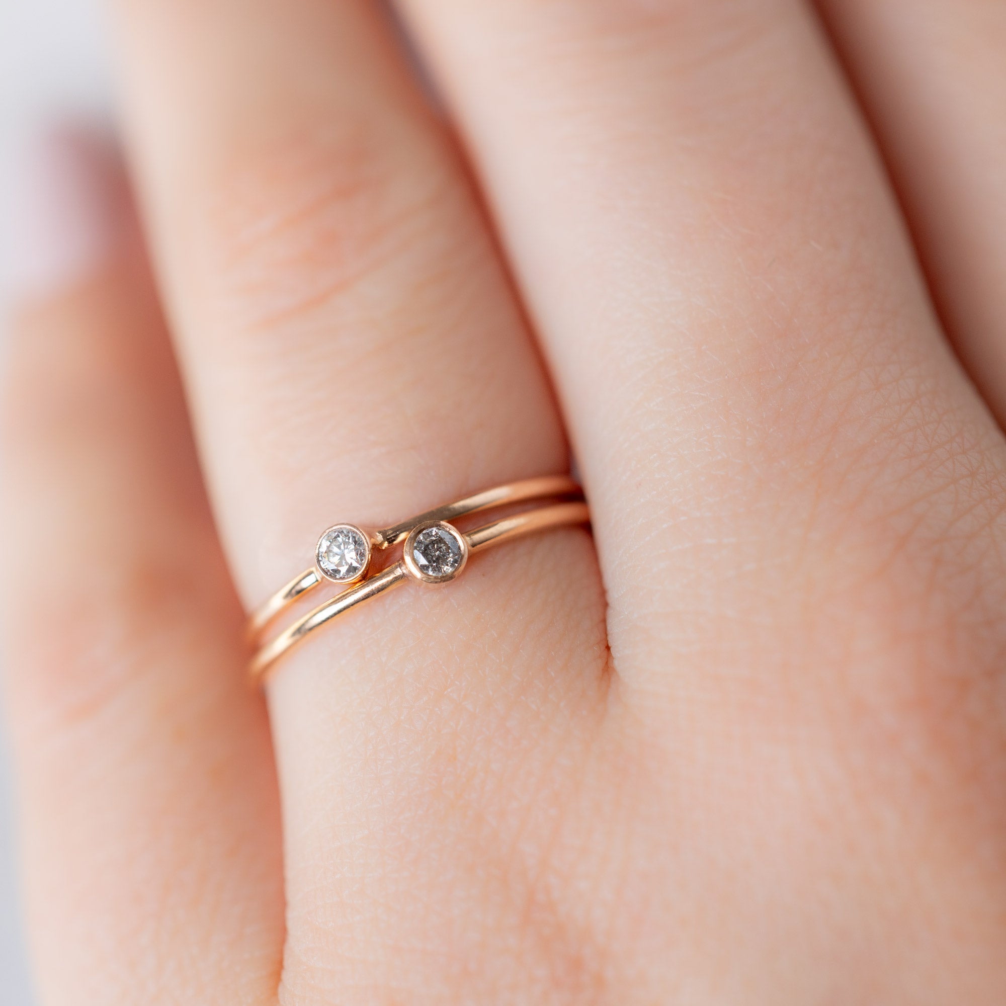 The Teensy Custom White Diamond Stacking Ring | 14K Rose Gold