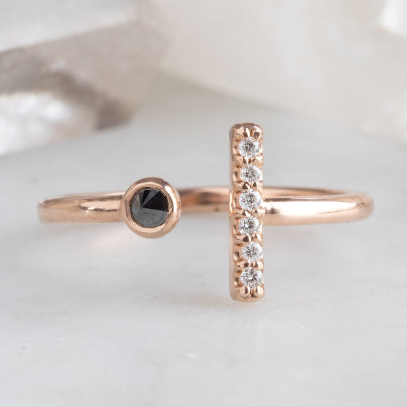 The Black + White Diamond Linea Ring | 14K Rose Gold