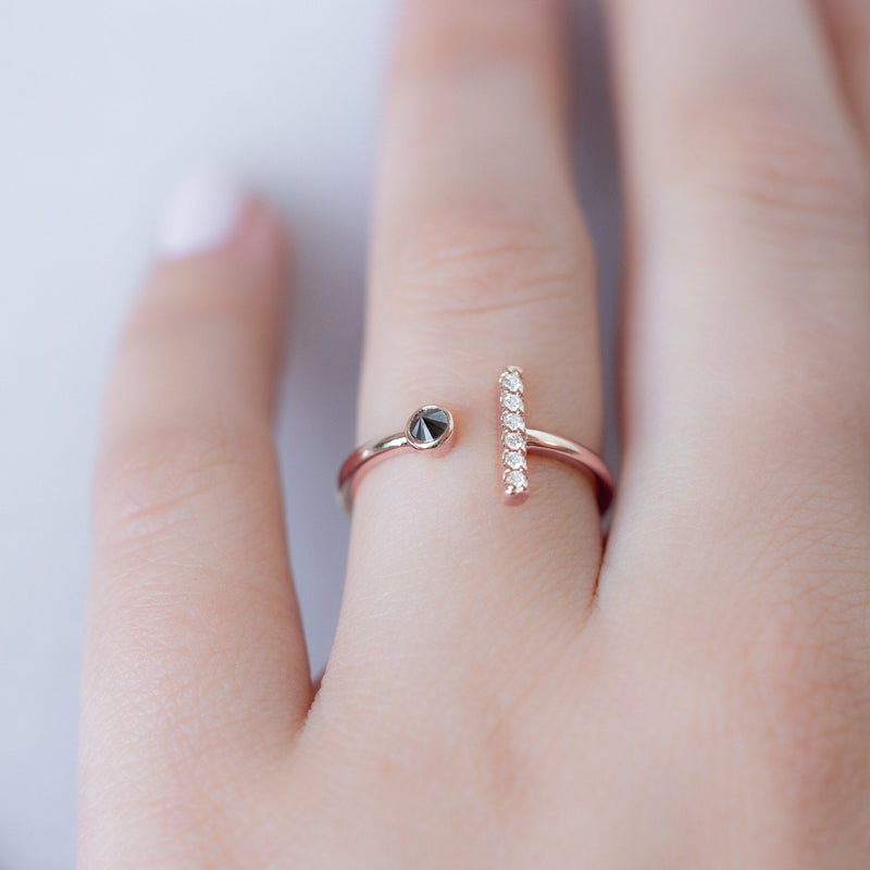 The Black + White Diamond Linea Ring | 14K Rose Gold