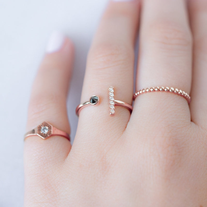 The Black + White Diamond Linea Ring | 14K Rose Gold