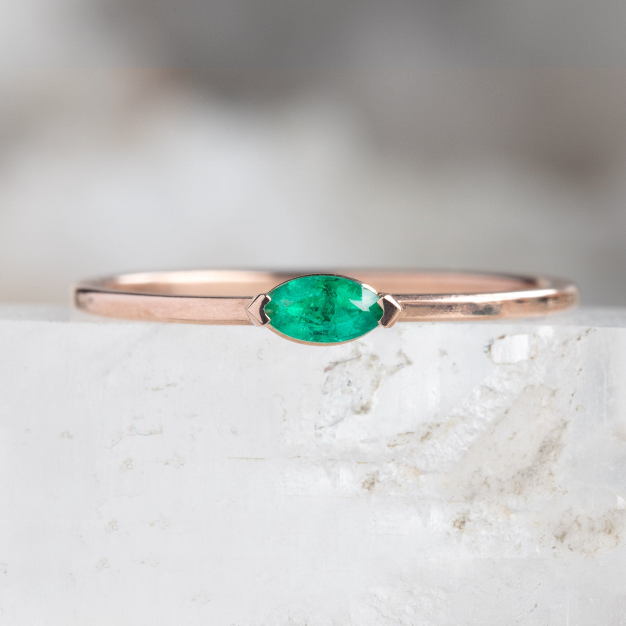 The Teensy Emerald Ring | 14K Rose Gold