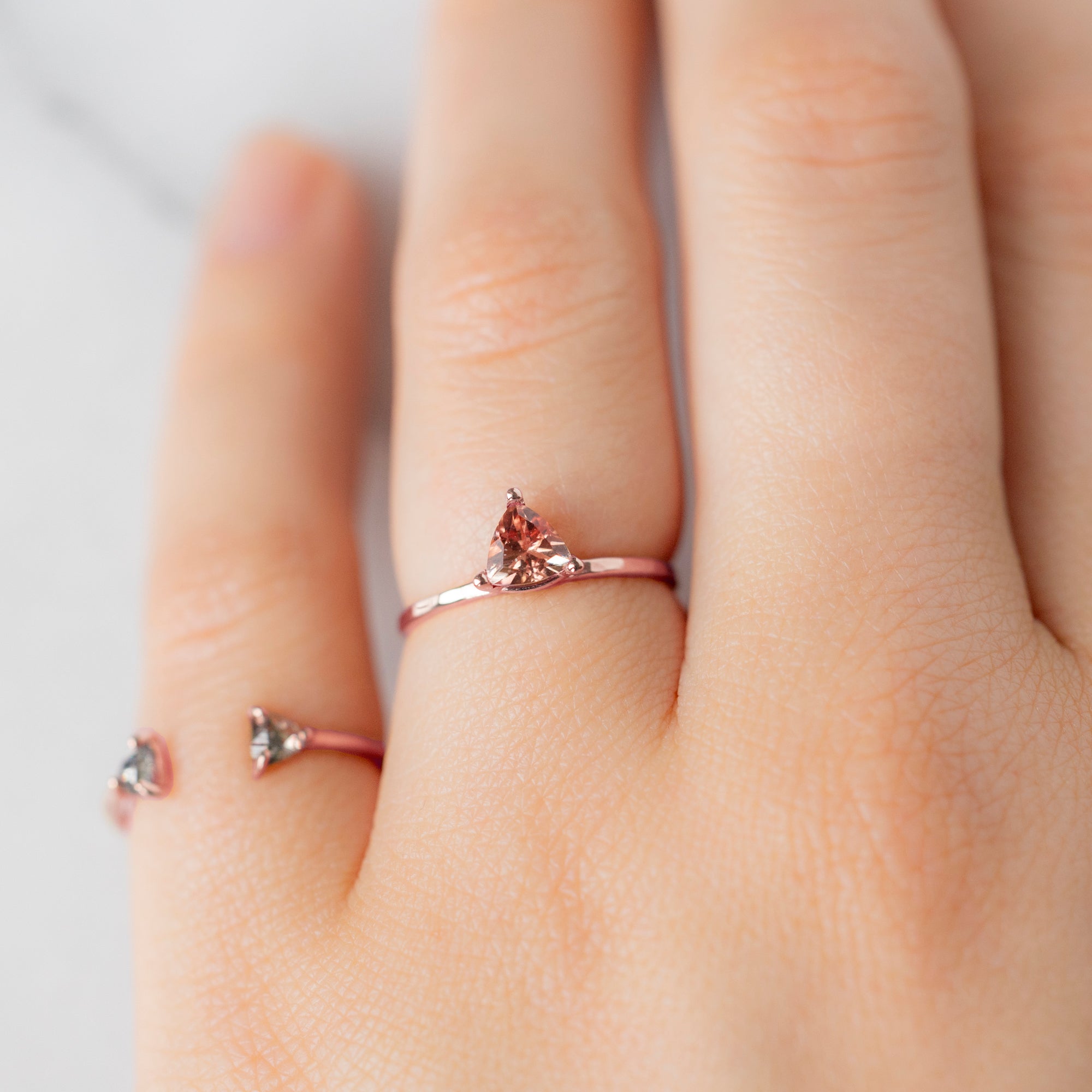 The Sunstone Trillion Stacking Ring | 14K Rose Gold