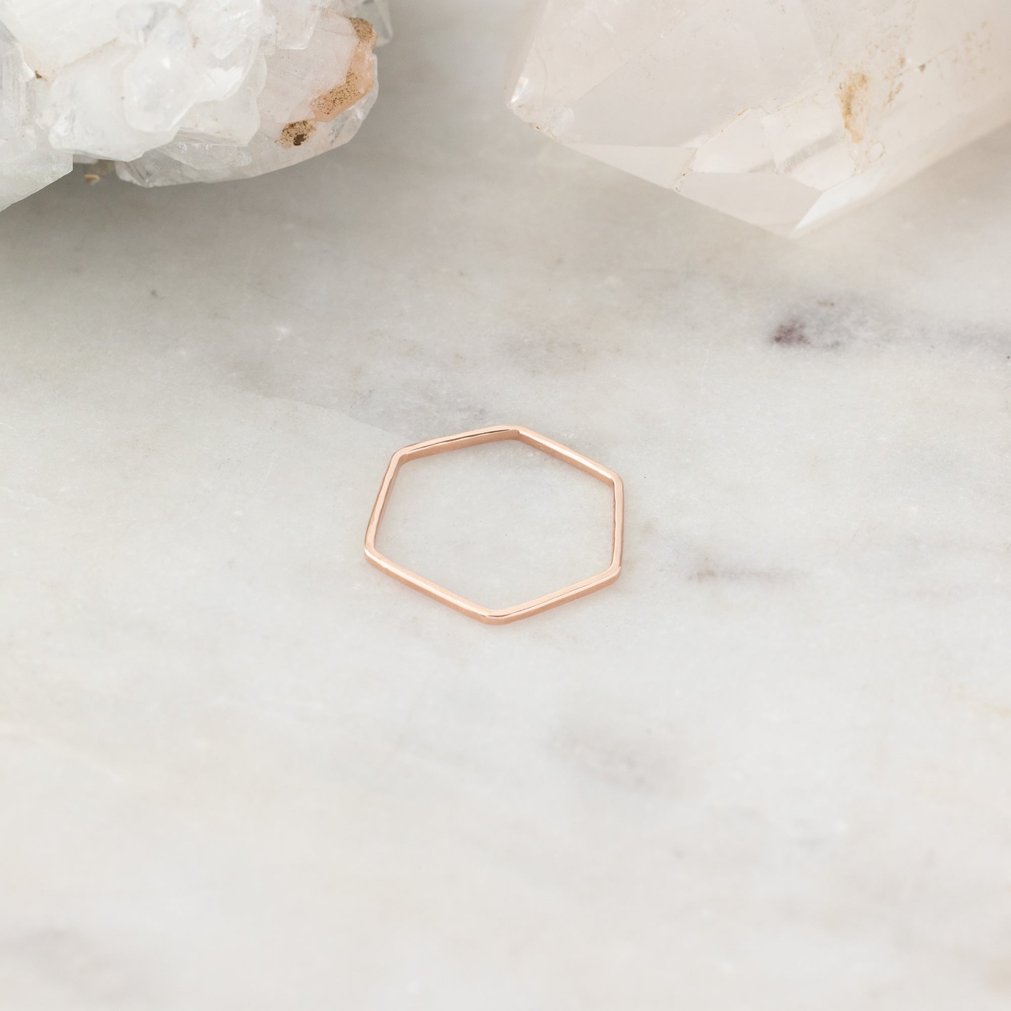 The Hex Stacking Ring | 14K Rose Gold