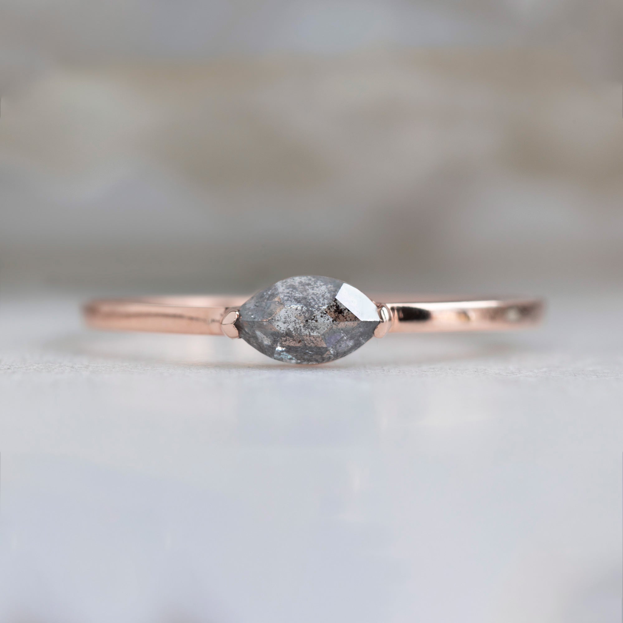 The Salt and Pepper Diamond Eye Ring | 14K Rose Gold