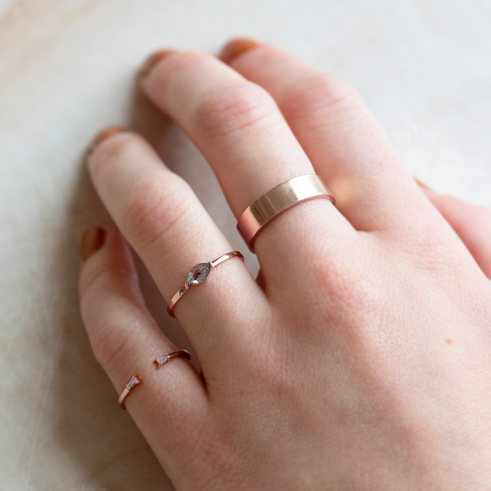 The Salt and Pepper Diamond Eye Ring | 14K Rose Gold