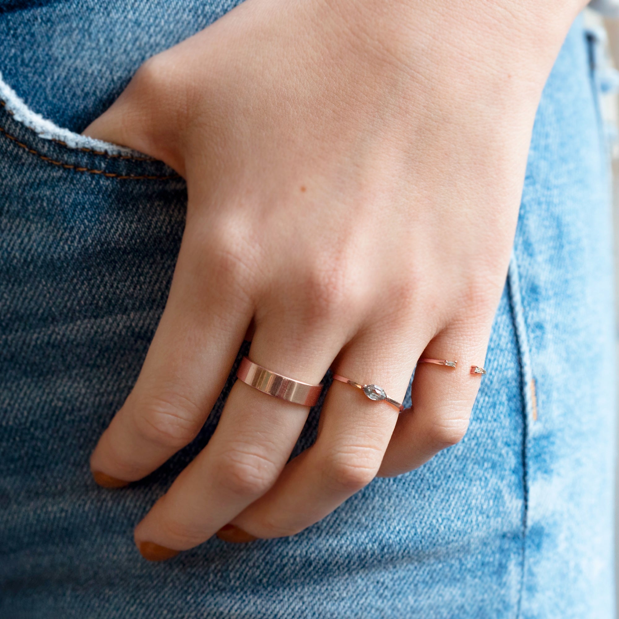 The Salt and Pepper Diamond Eye Ring | 14K Rose Gold