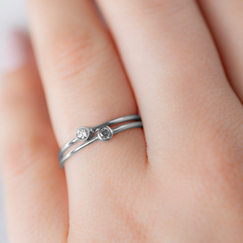 The Teensy Custom White Diamond Stacking Ring | 14K White Gold