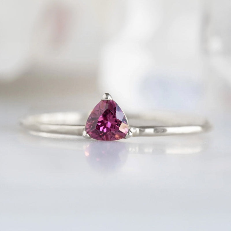 The Pink Garnet Crown Ring | 14K White Gold