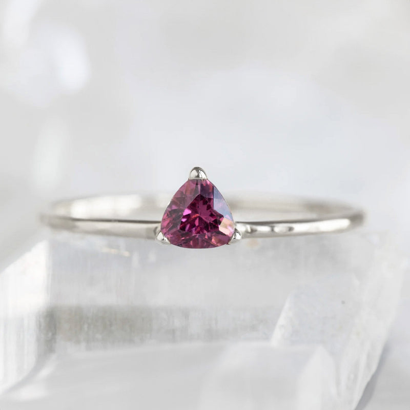 The Pink Garnet Crown Ring | 14K White Gold