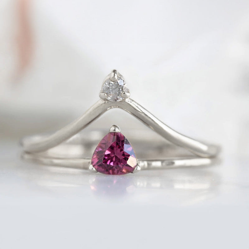 The Pink Garnet Crown Ring | 14K White Gold