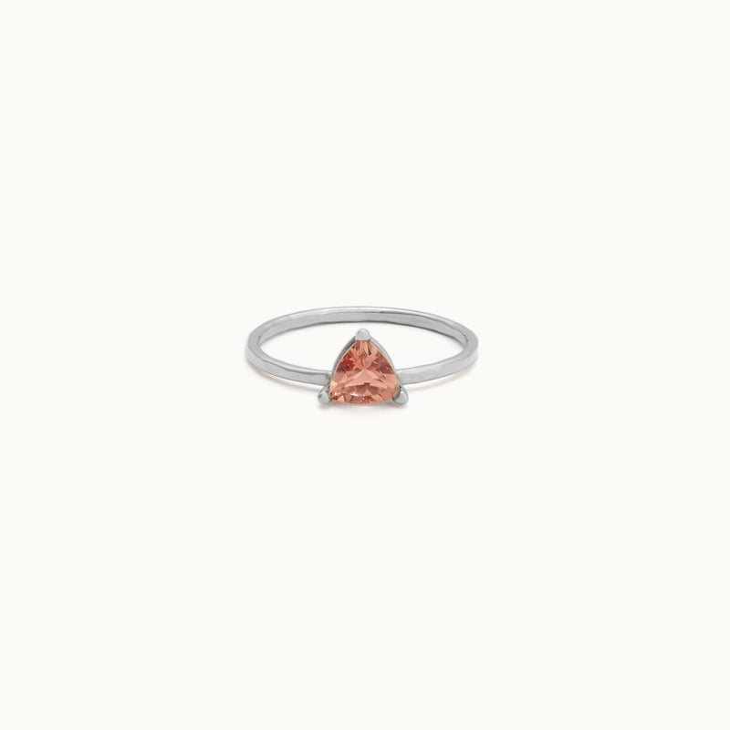 The Sunstone Trillion Stacking Ring | 14K White Gold