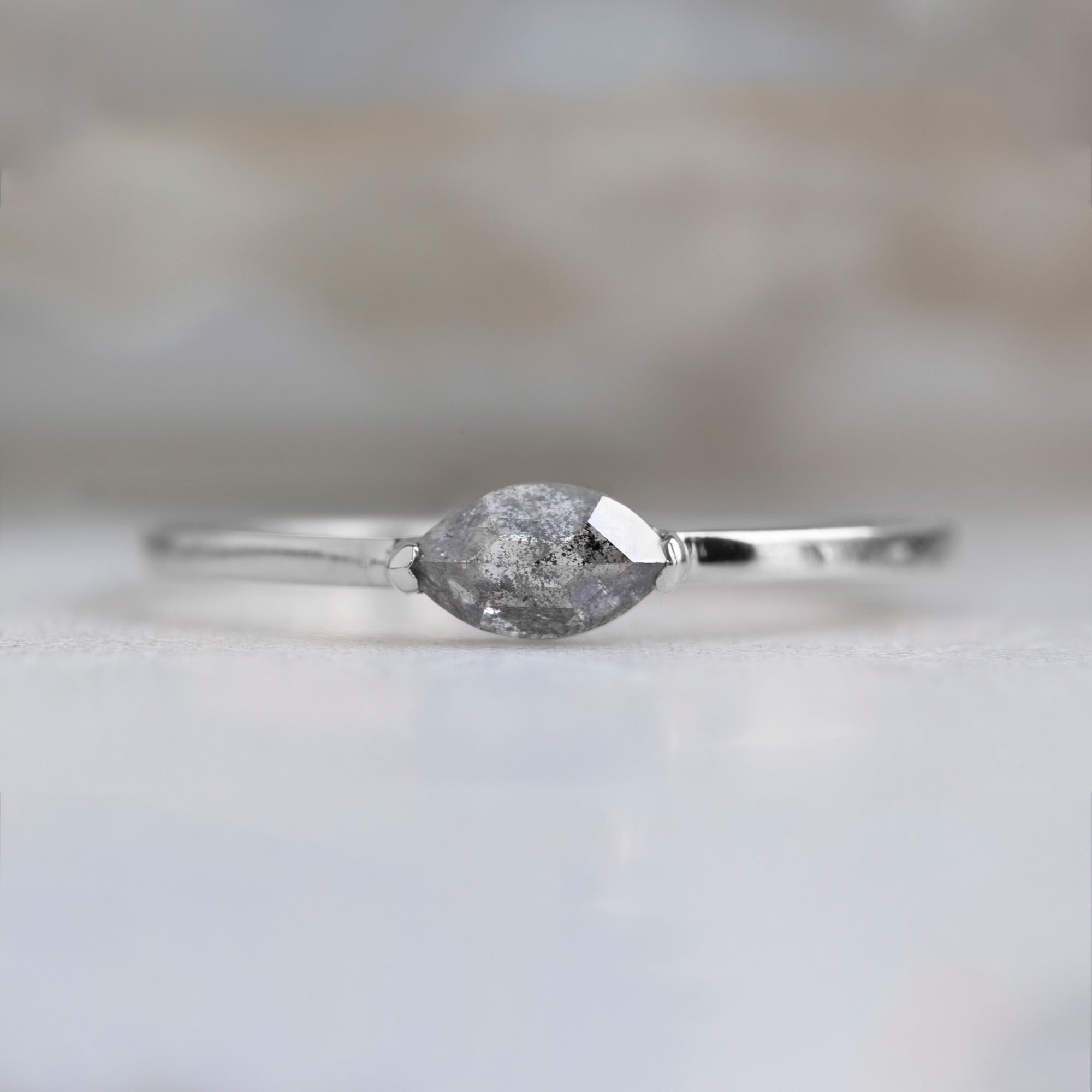 The Salt and Pepper Diamond Eye Ring | 14K White Gold