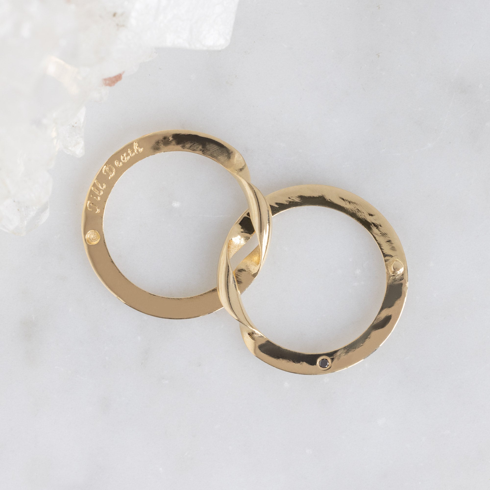 The Love Story Ring with a Black Diamond | Yellow Gold