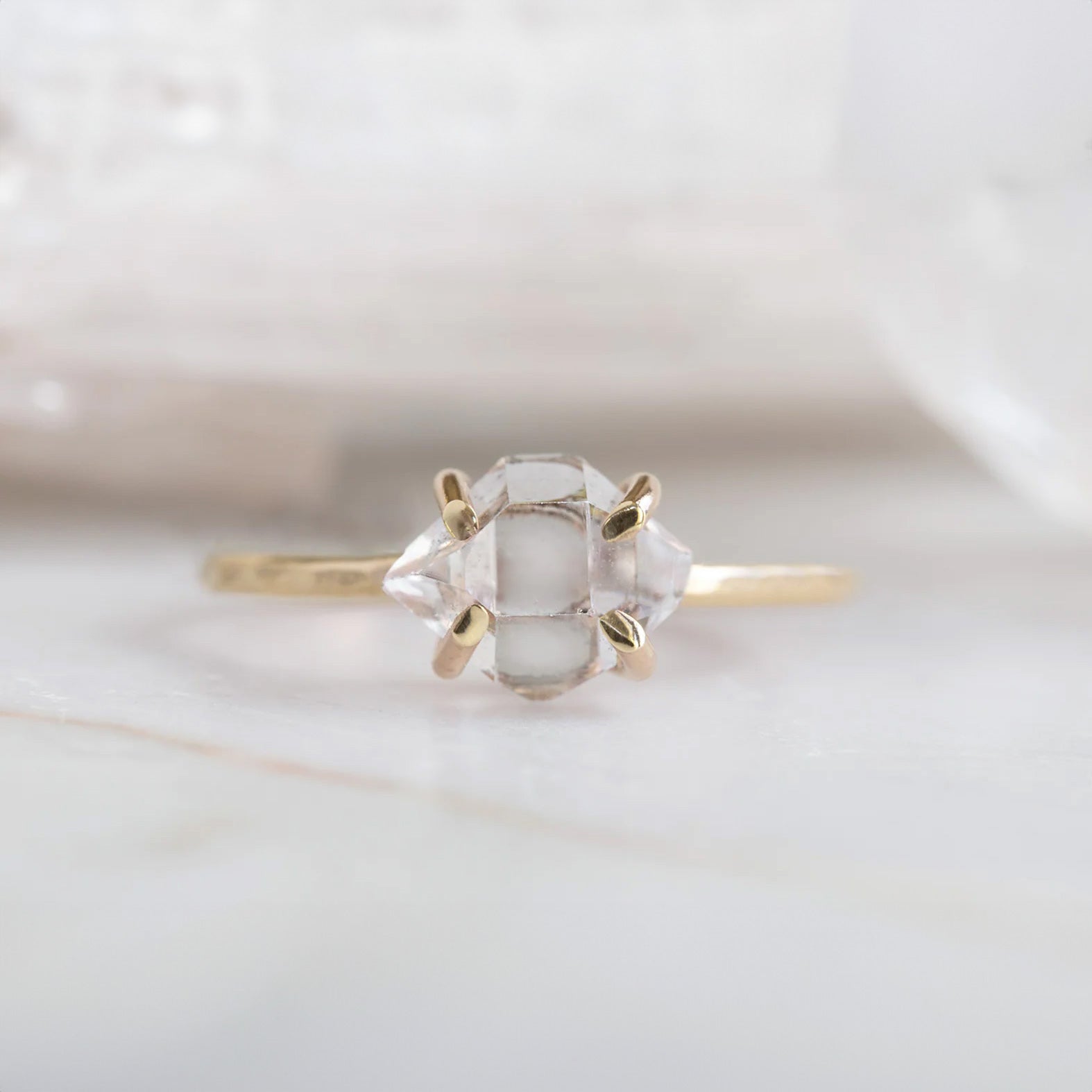 The Herkimer Diamond Ring | Yellow Gold Filled