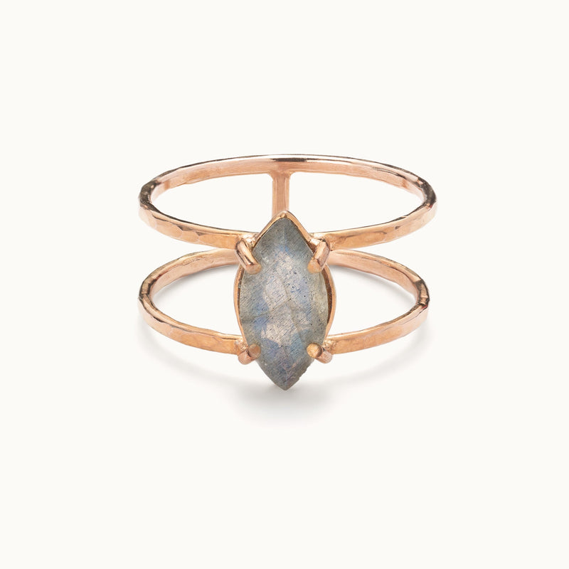 The Labradorite Cage Ring | Rose Gold Filled