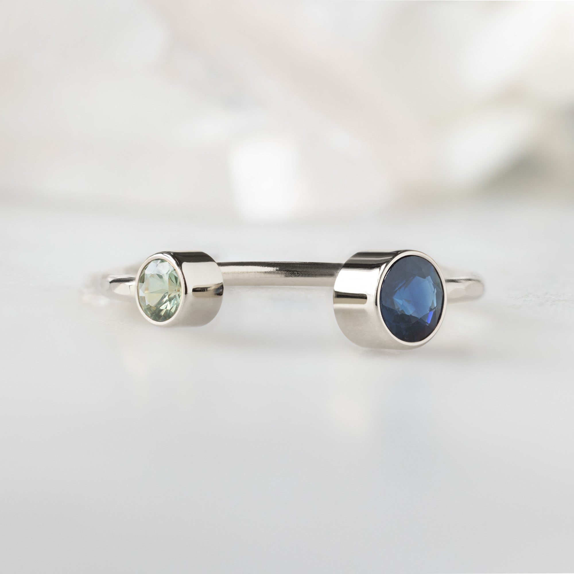 The Open Cuff Blue + Green Sapphire Ring | Sterling Silver