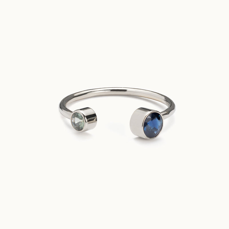 The Open Cuff Blue + Green Sapphire Ring | Sterling Silver