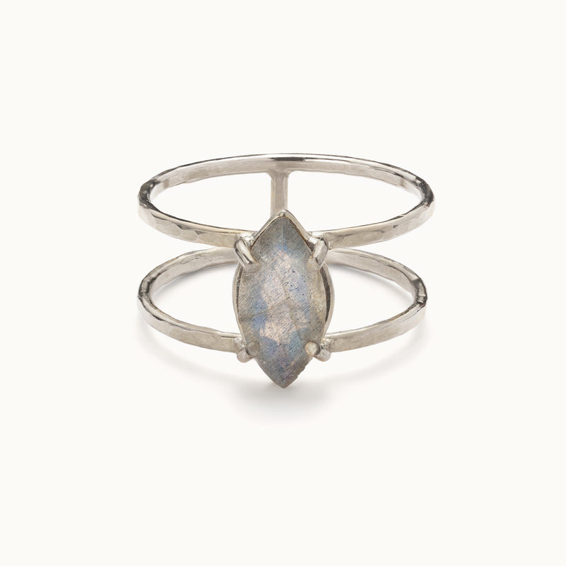 The Labradorite Cage Ring | Sterling Silver