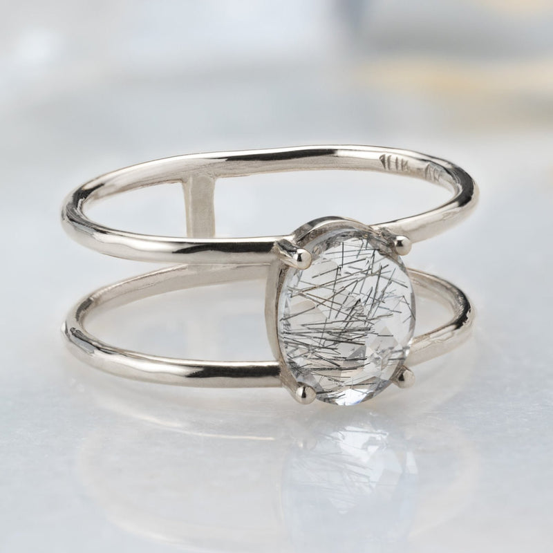 The Tourmaline in Quartz Cage Ring | Sterling Silver