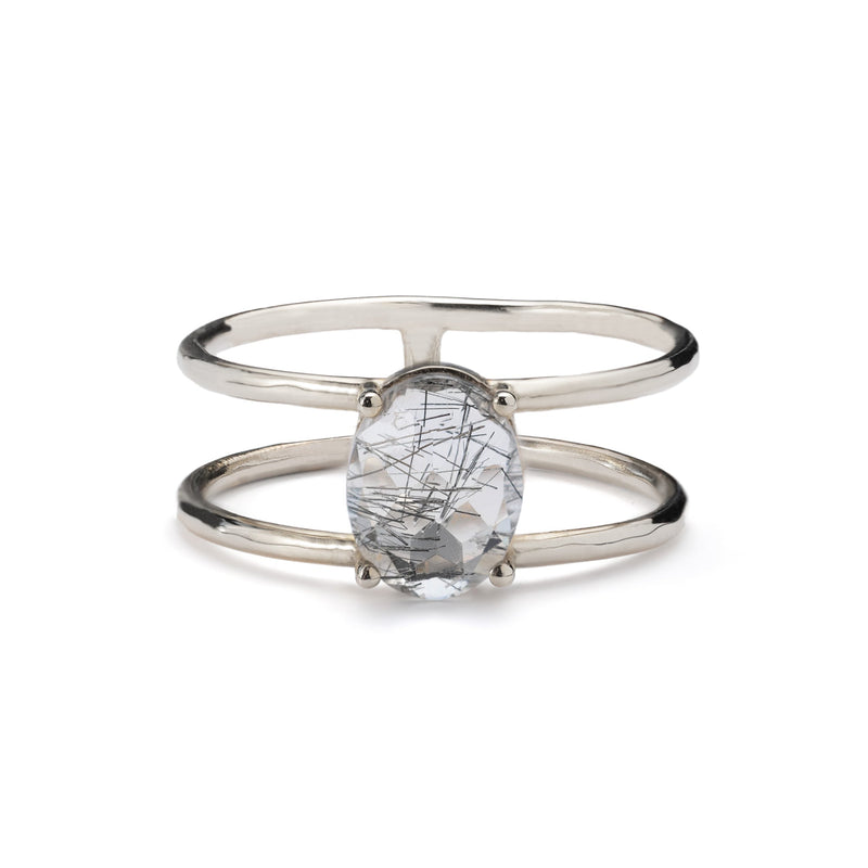 The Tourmaline in Quartz Cage Ring | Sterling Silver