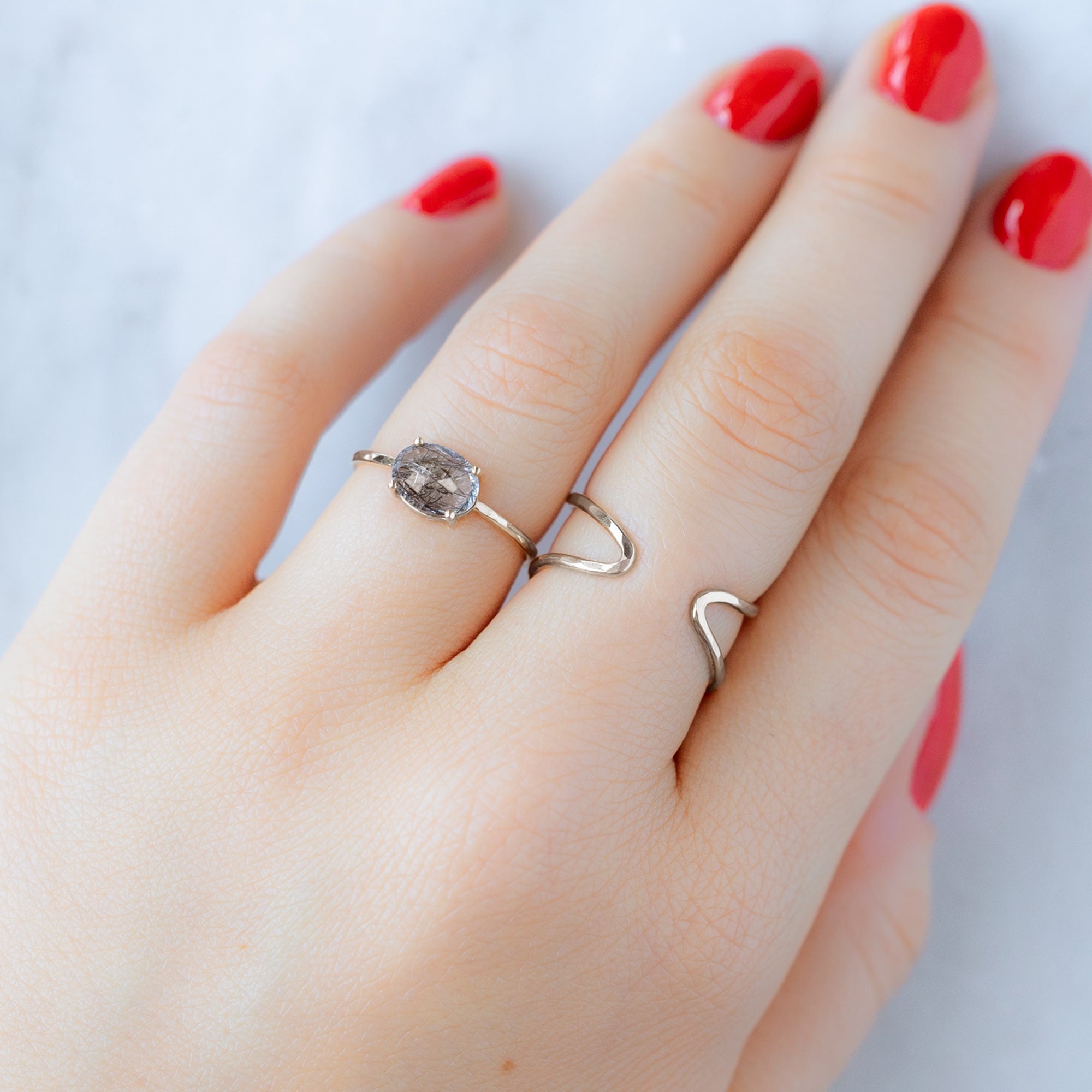 The Tourmaline in Quartz Ring | Sterling Silver