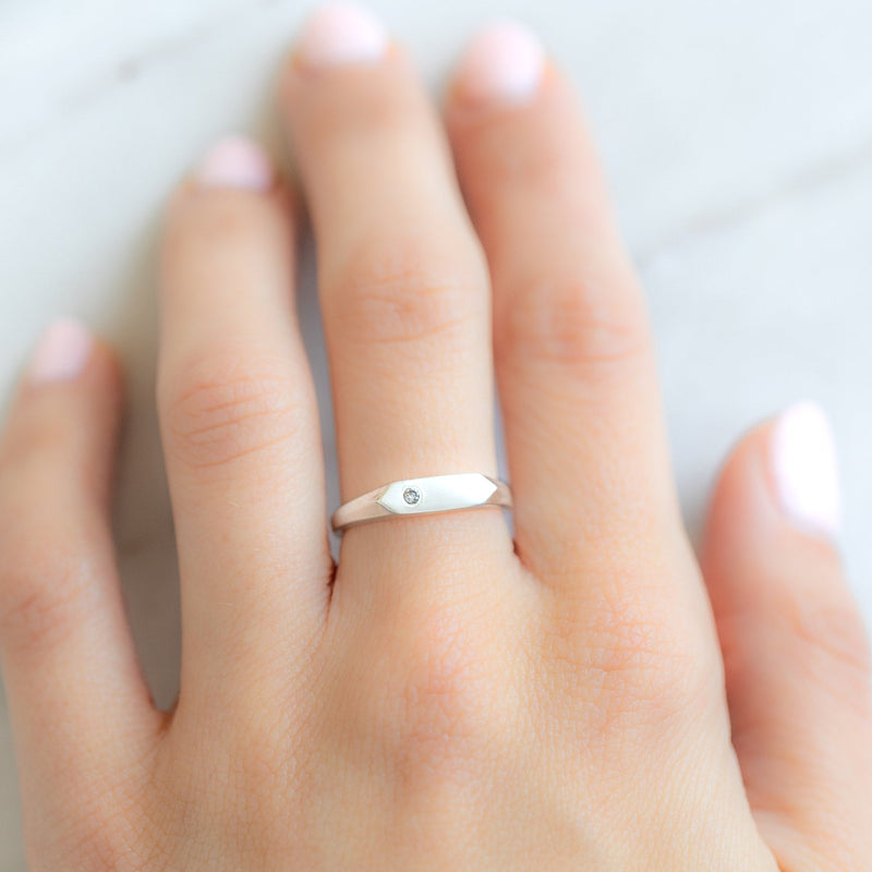 The Salt and Pepper Diamond Signet Ring | Sterling Silver