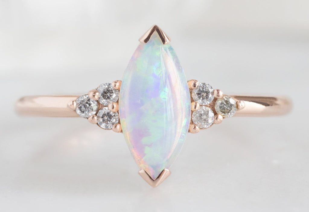 Alexis Russell Engagement Rings The Ivy Ring with a .37ct Marquise Australian Opal