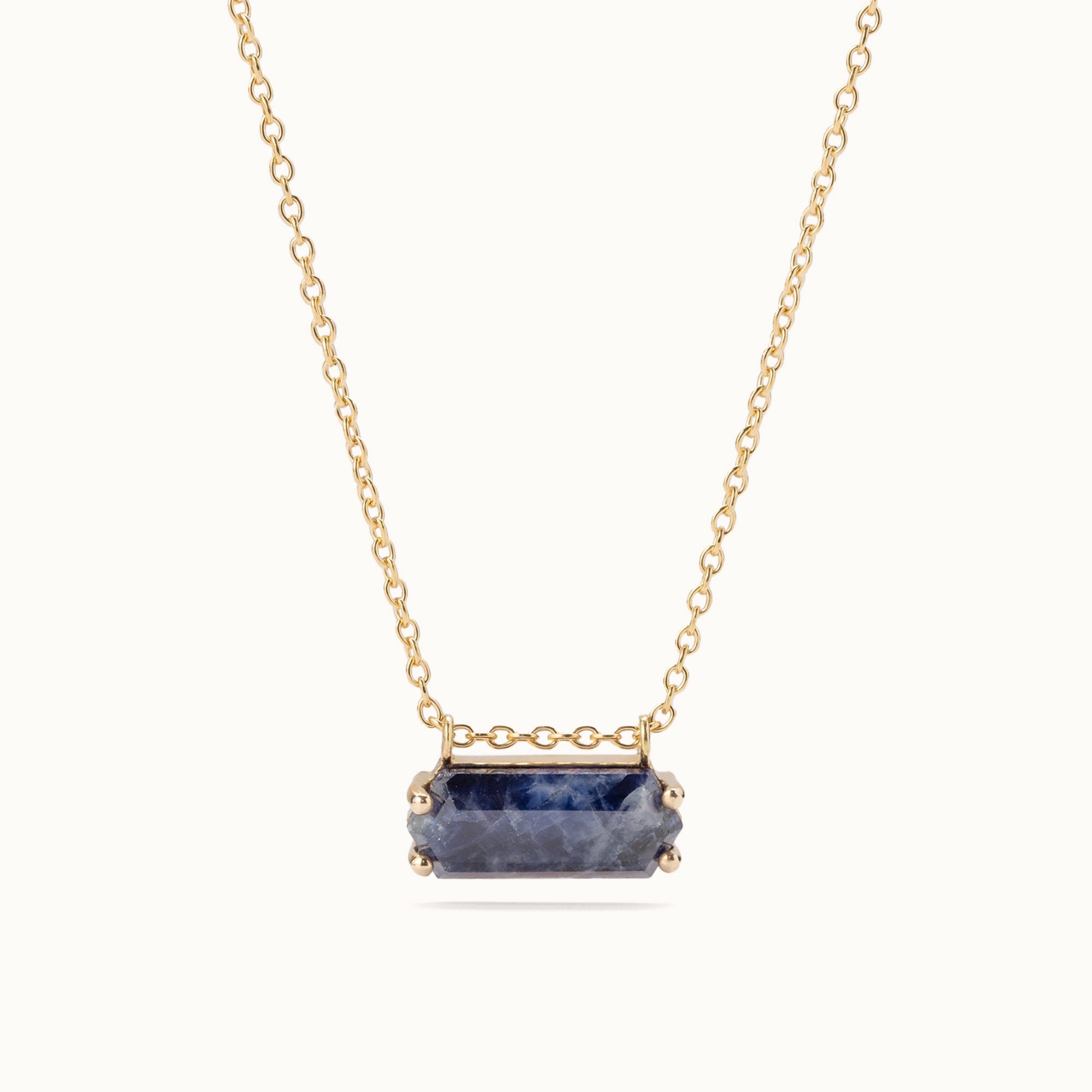 The Raw Sapphire Hexagon Necklace | 10K Yellow Gold