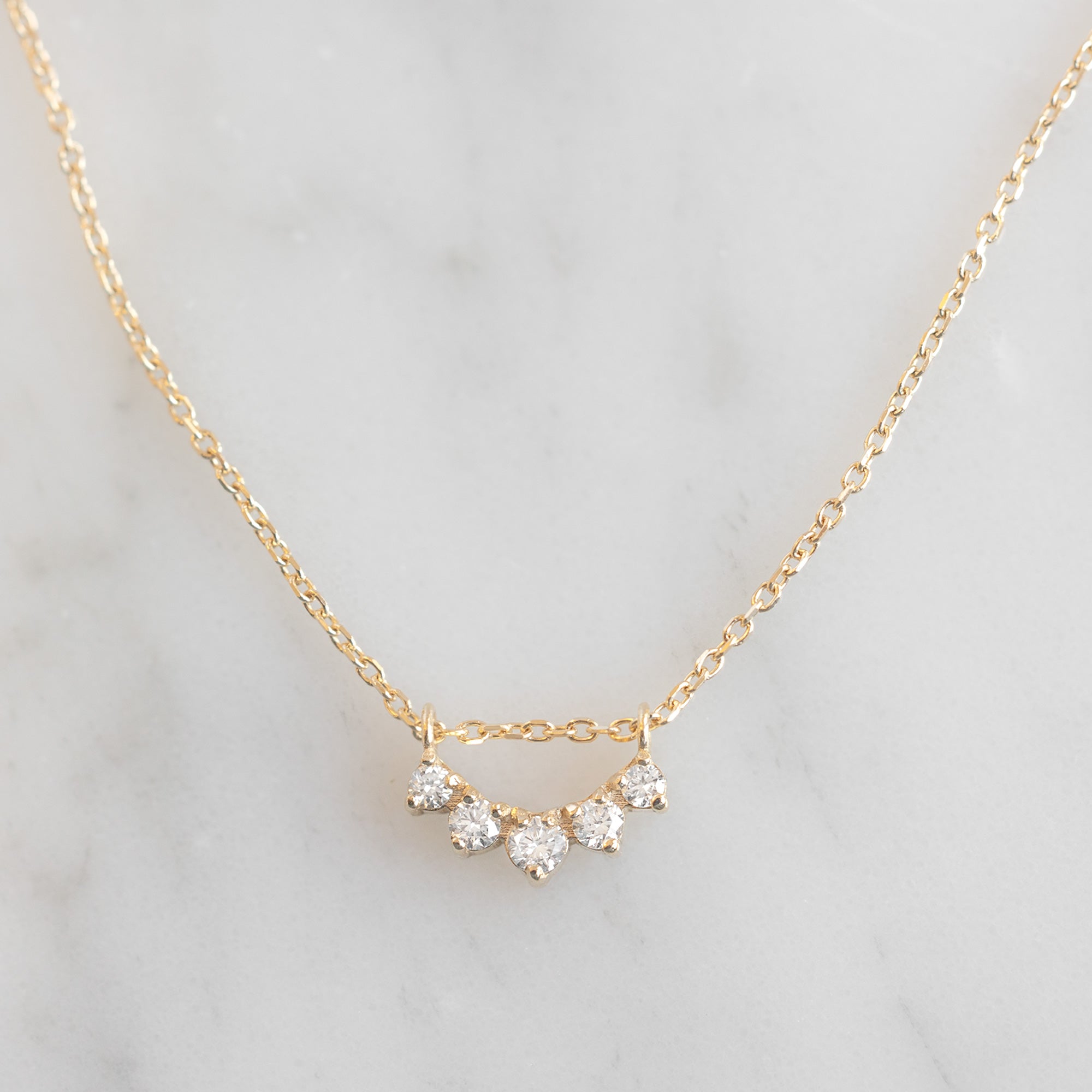 Custom White Diamond Sunburst Necklace | 10K Yellow Gold