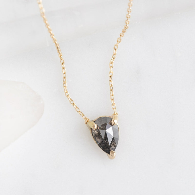 The Galaxy Salt and Pepper Diamond Drop Necklace | 10K Yellow Gold